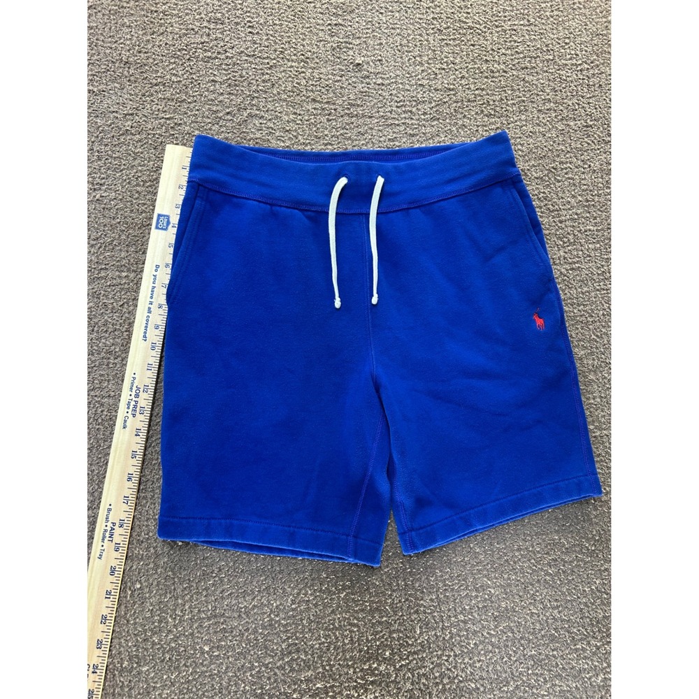 Polo Ralph Lauren Mens Royal Blue Fleece Sweat Shorts Red Pony Logo Size Medium